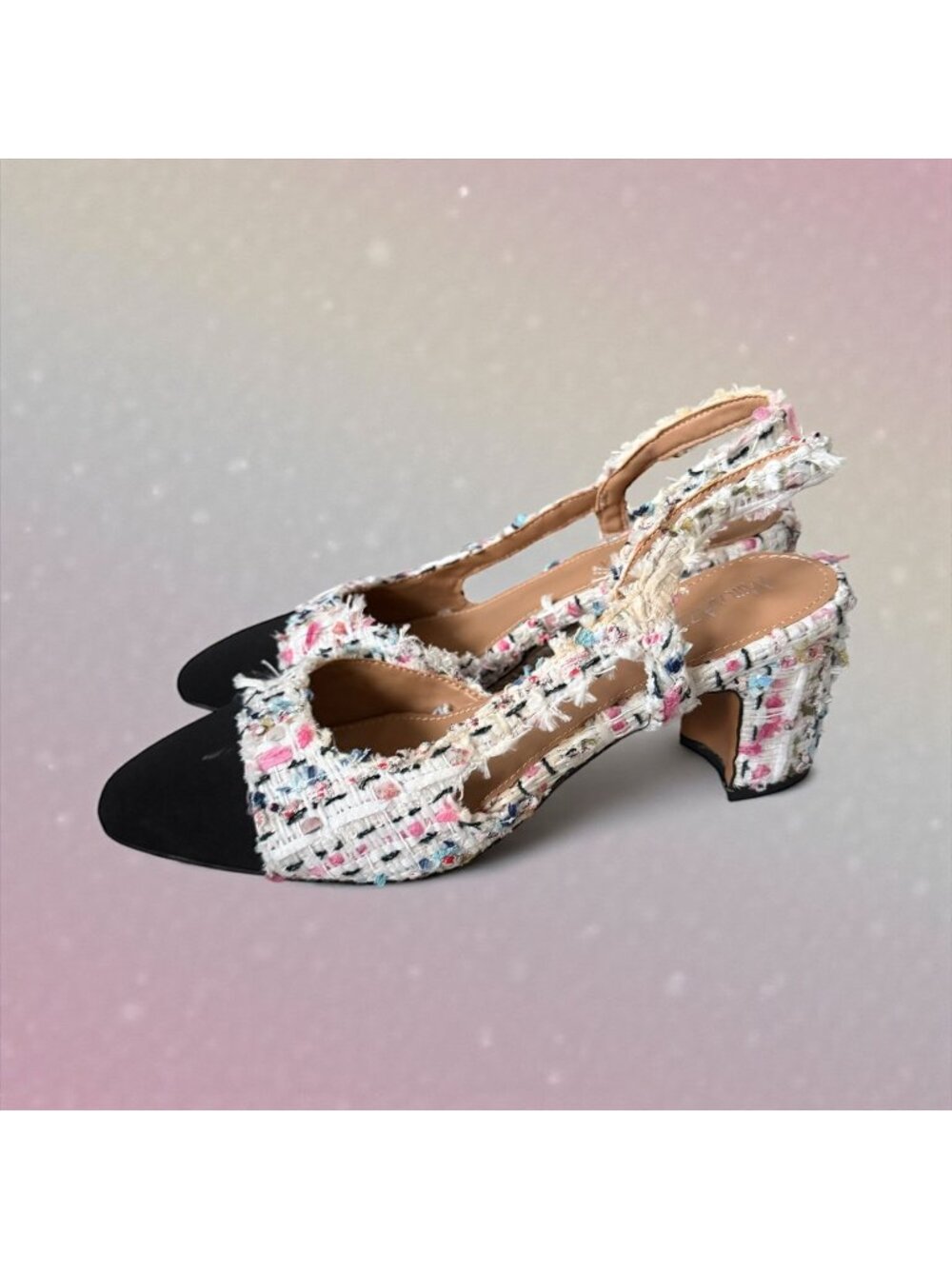 MIRA AZZURRA Multicolor Boucle Slingback Heels Size 7